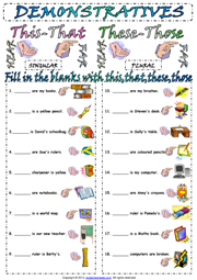 Demonstratives This That These Those 2 Of 2 Editable Esl - Riset